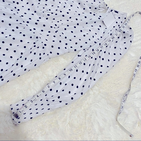 NWT AFRM Polka Dot Long Sleeve Cutout Smocked Mini Dress, Size Small - Picture 6 of 16